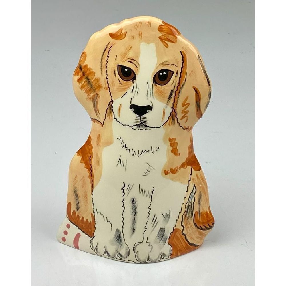 Dogs By Nina Vase Planter Beagle Puppy Beautiful Condition Nina Lyman Tan 8in CN